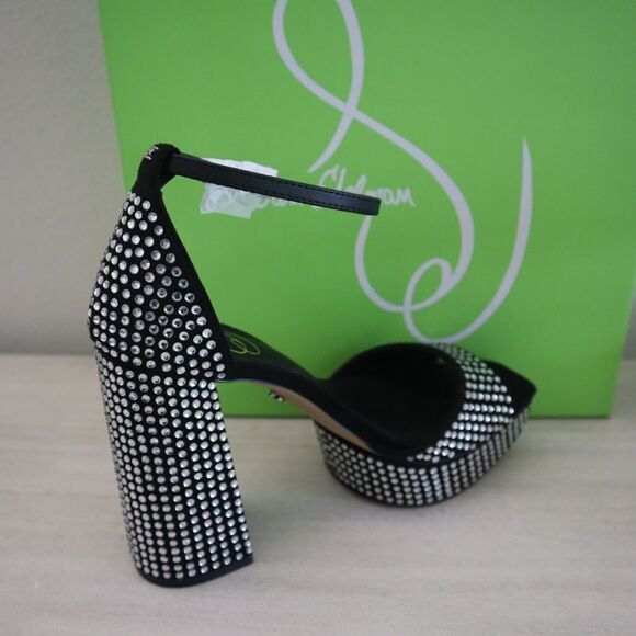 Sam Edelman I3466M1 Sz 7M Black Nellie Glitz Platform Heeled Sandals $190 - Picture 11 of 13